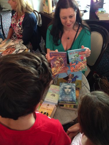 The lovely Kate Forsyth chatting with my son & daughter.