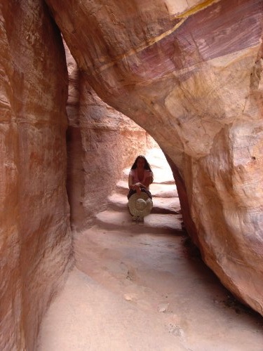 Petra, climbing the path to The Monastery – it got a bit tiring while pregnant, so I sat in the shade for a while!