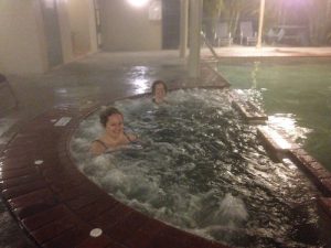 While I did laps, Alex and Kylie cheered me on from the spa.