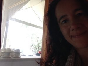 I scored a great writing desk by a window.